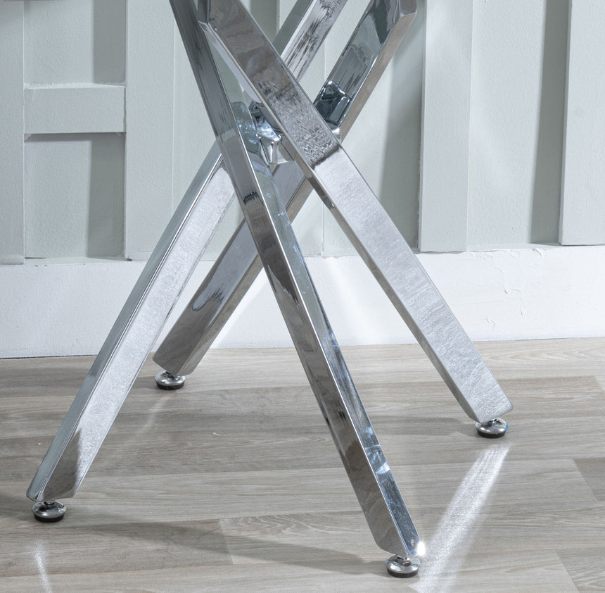 Rimini Glass Square Side Table with Chrome Metal Chopstick Legs