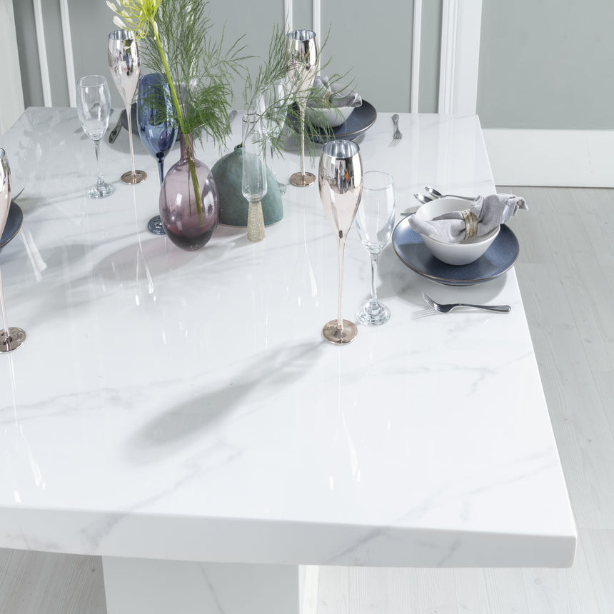 Giovanni 8 Seater Square White Marble Dining Table