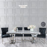 Sanremo Grey Marble and Chrome Dining Set - Fabric Knockerback Chairs with Chrome Legs