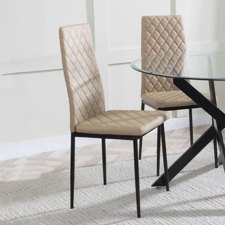 Set of 2 Novato Dining Chairs in Faux Leather and Black Metal Legs