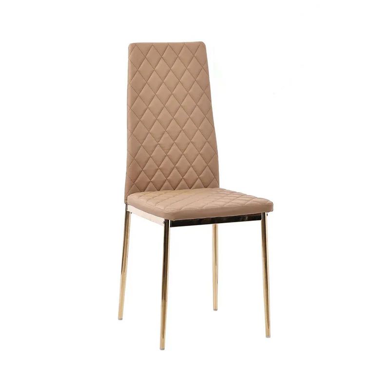 Set of 2 Novato Dining Chairs in Faux Leather and Gold Metal Legs