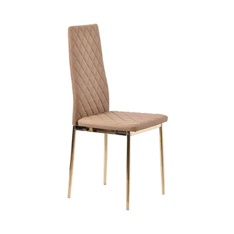 Set of 2 Novato Dining Chairs in Faux Leather and Gold Metal Legs