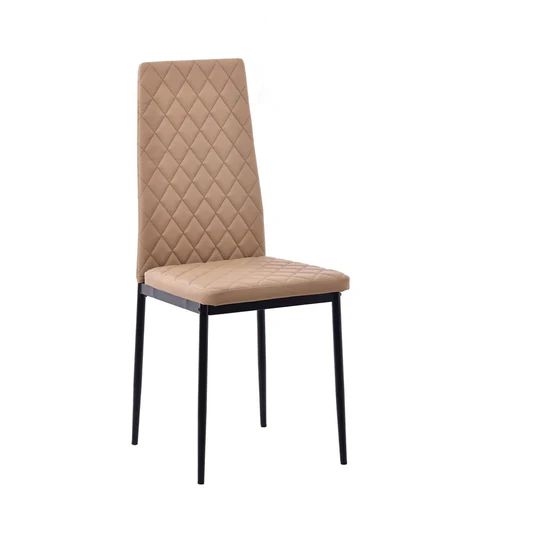 Set of 2 Novato Dining Chairs in Faux Leather and Black Metal Legs