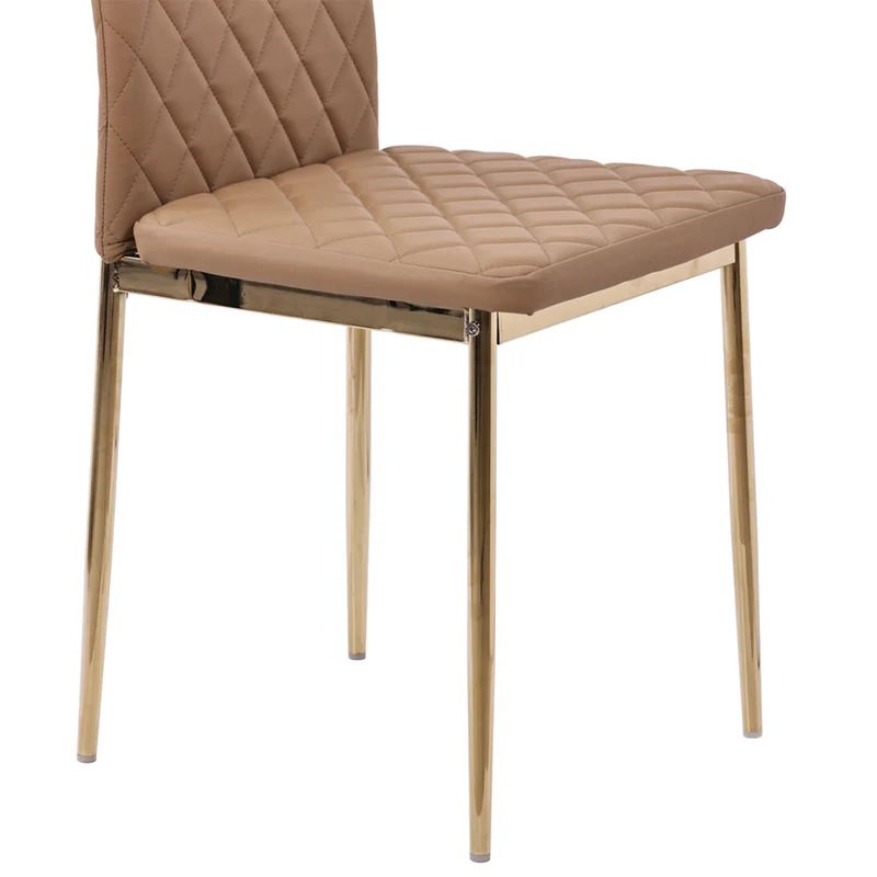 Set of 2 Novato Dining Chairs in Faux Leather and Gold Metal Legs