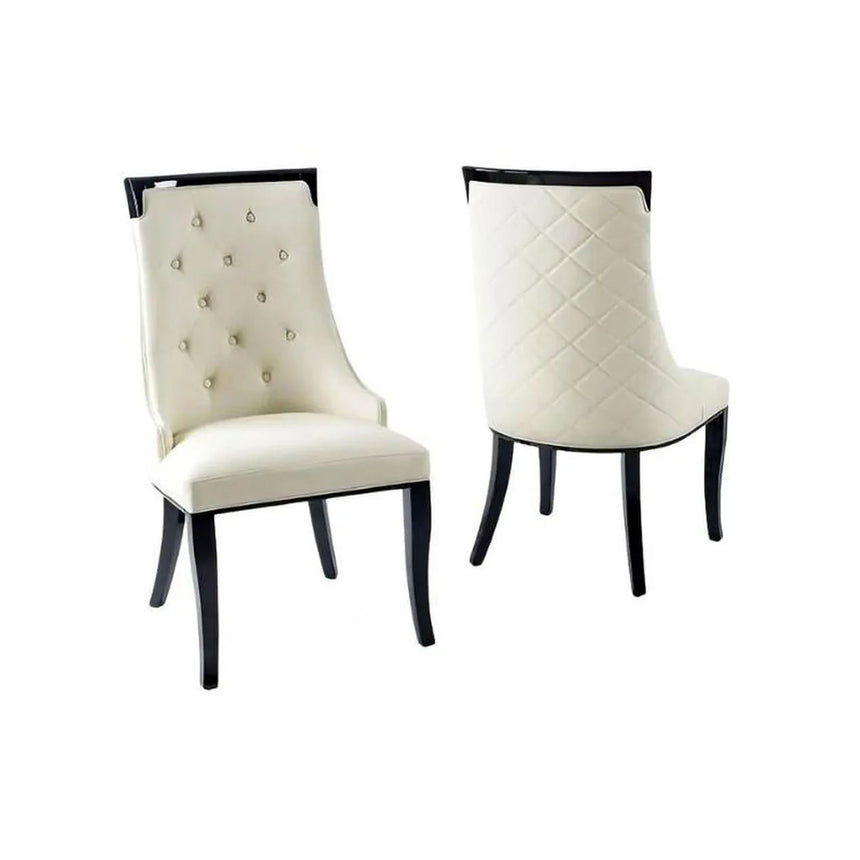 Set of 2 Modica   Leather Large High Back Dining Chair with Black Legs