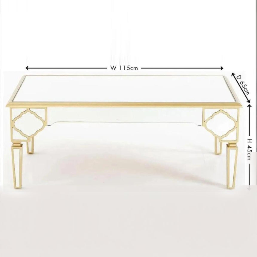 Ferrara Mirrored Gold Trim Coffee Table