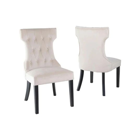 Set of 2 Brixen Velvet Fabric Dining Chair with Black Wooden Legs