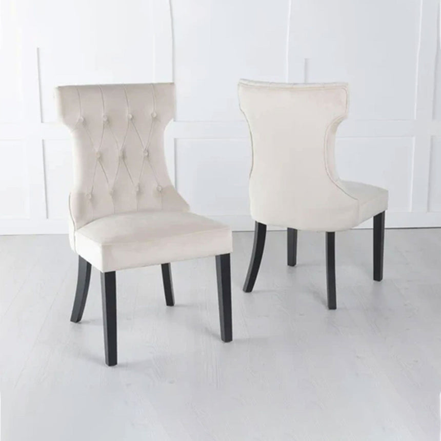 Set of 2 Brixen Velvet Fabric Dining Chair with Black Wooden Legs