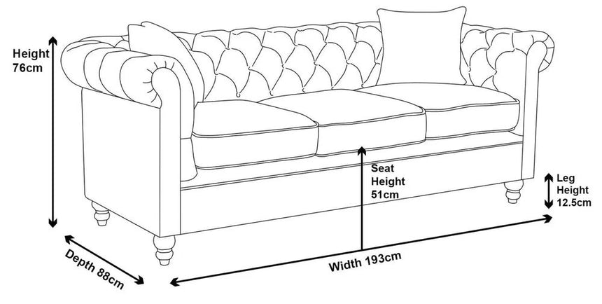 Modena Fabric 3 Seater Chesterfield Sofa