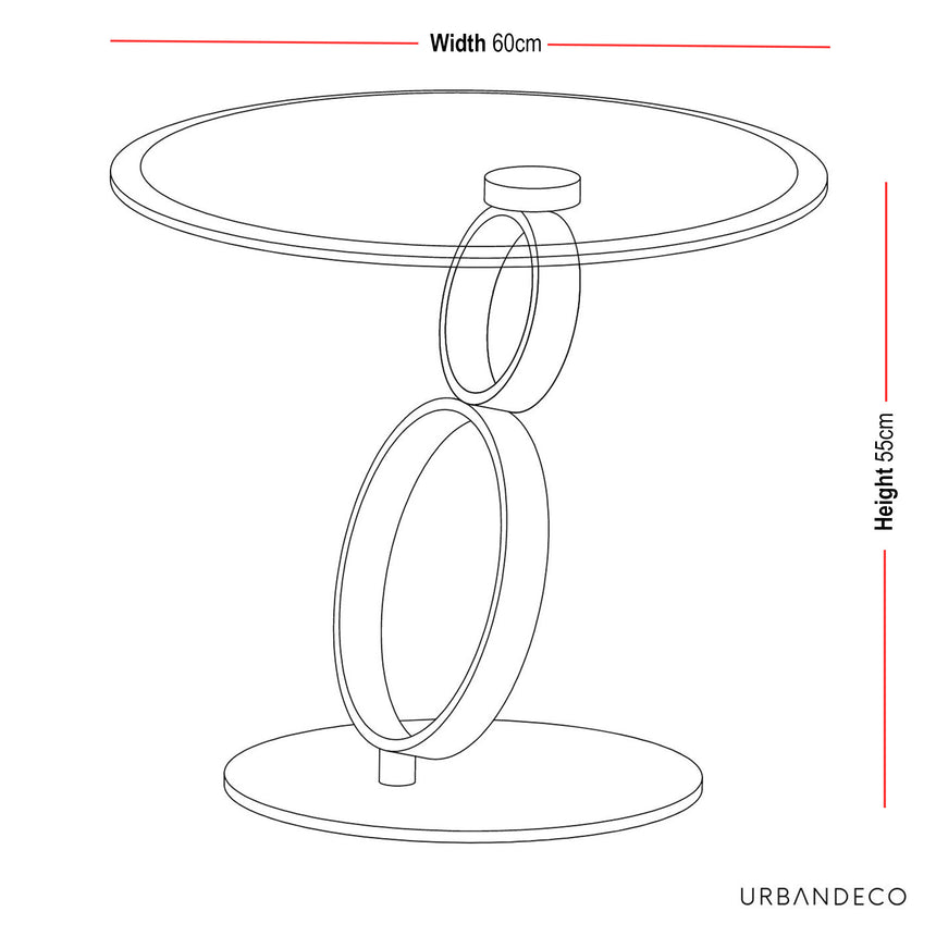 Udine Glass Top Round Side Table