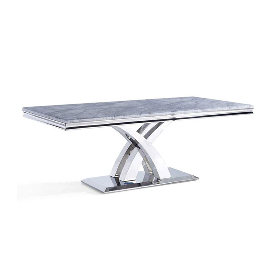 Praise 6 Seater Grey Marble and Chrome Dining Table