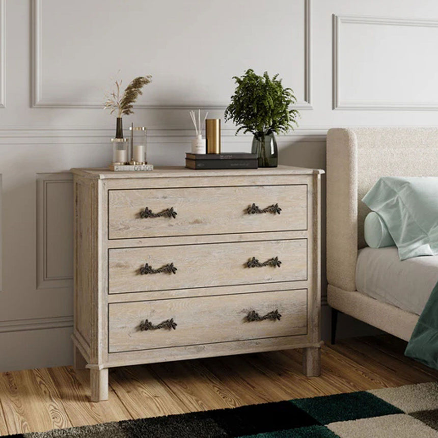 Varallo White Washed 3 Drawer Small Chest