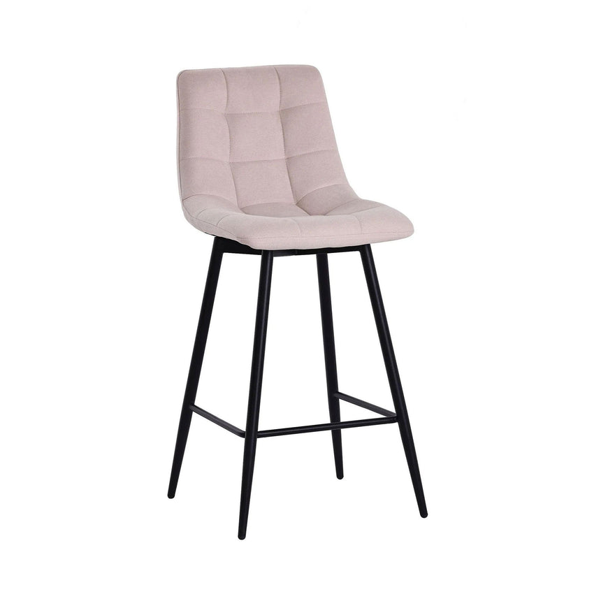 Bolzano Velvet Fabric High Back Barstool with Black Metal Legs