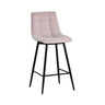 Bolzano Velvet Fabric High Back Barstool with Black Metal Legs