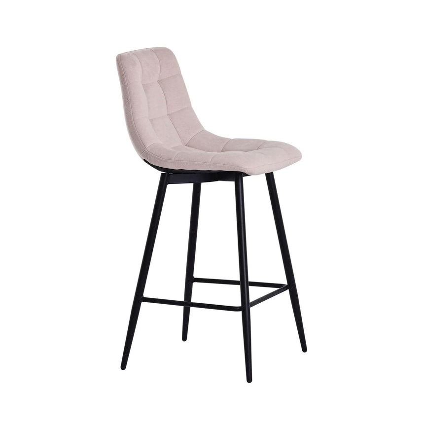 Bolzano Velvet Fabric High Back Barstool with Black Metal Legs