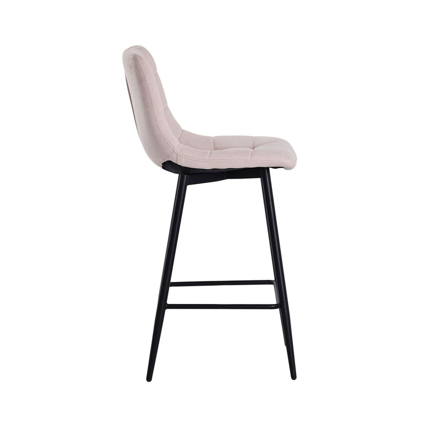 Bolzano Velvet Fabric High Back Barstool with Black Metal Legs