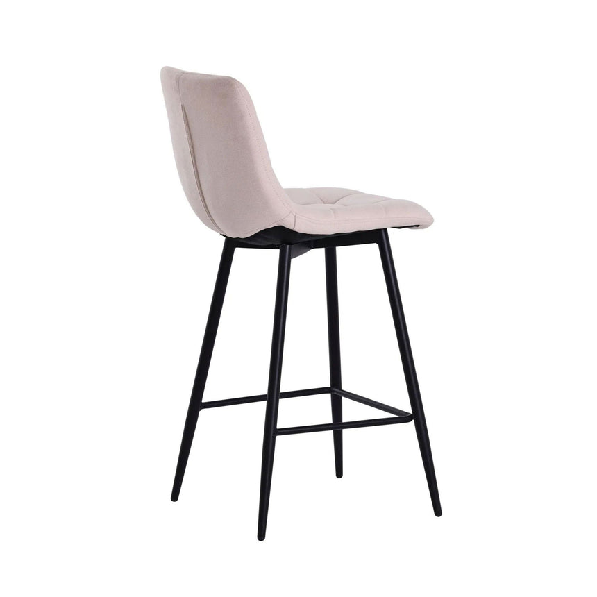 Bolzano Velvet Fabric High Back Barstool with Black Metal Legs