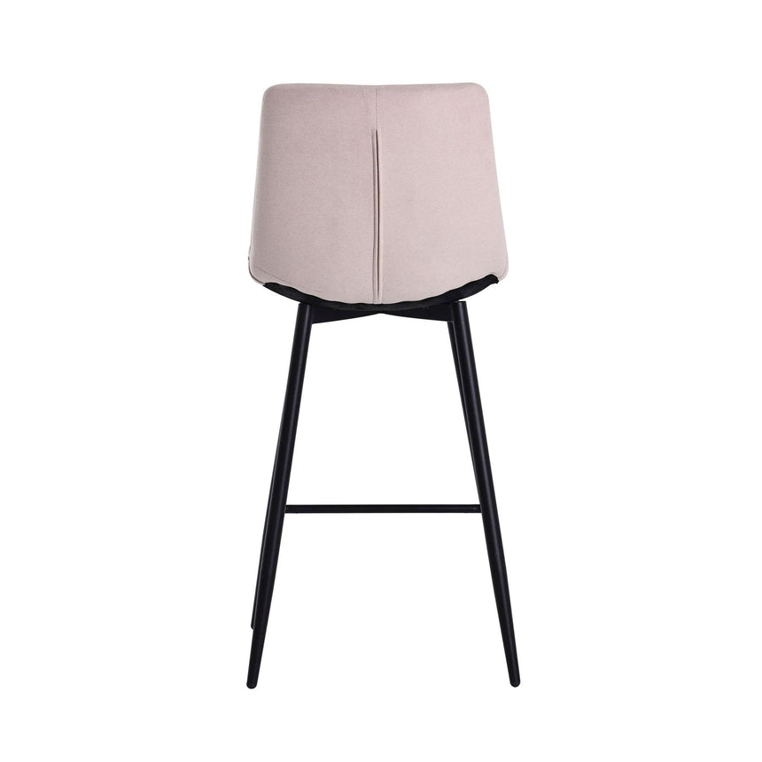 Bolzano Velvet Fabric High Back Barstool with Black Metal Legs