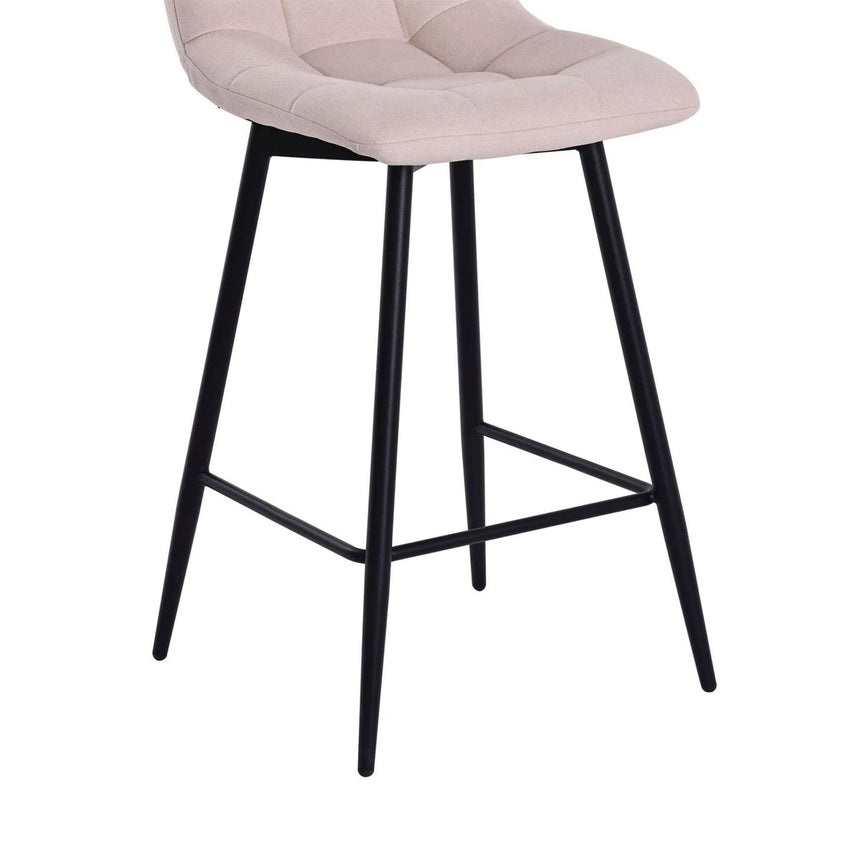 Bolzano Velvet Fabric High Back Barstool with Black Metal Legs