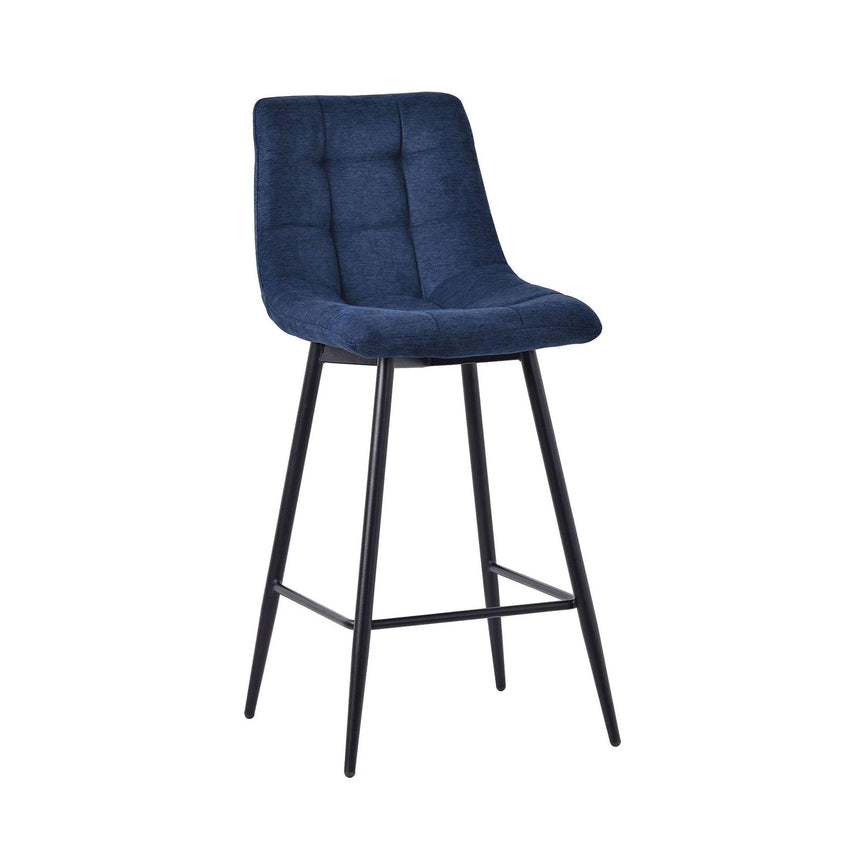 Bolzano Velvet Fabric High Back Barstool with Black Metal Legs