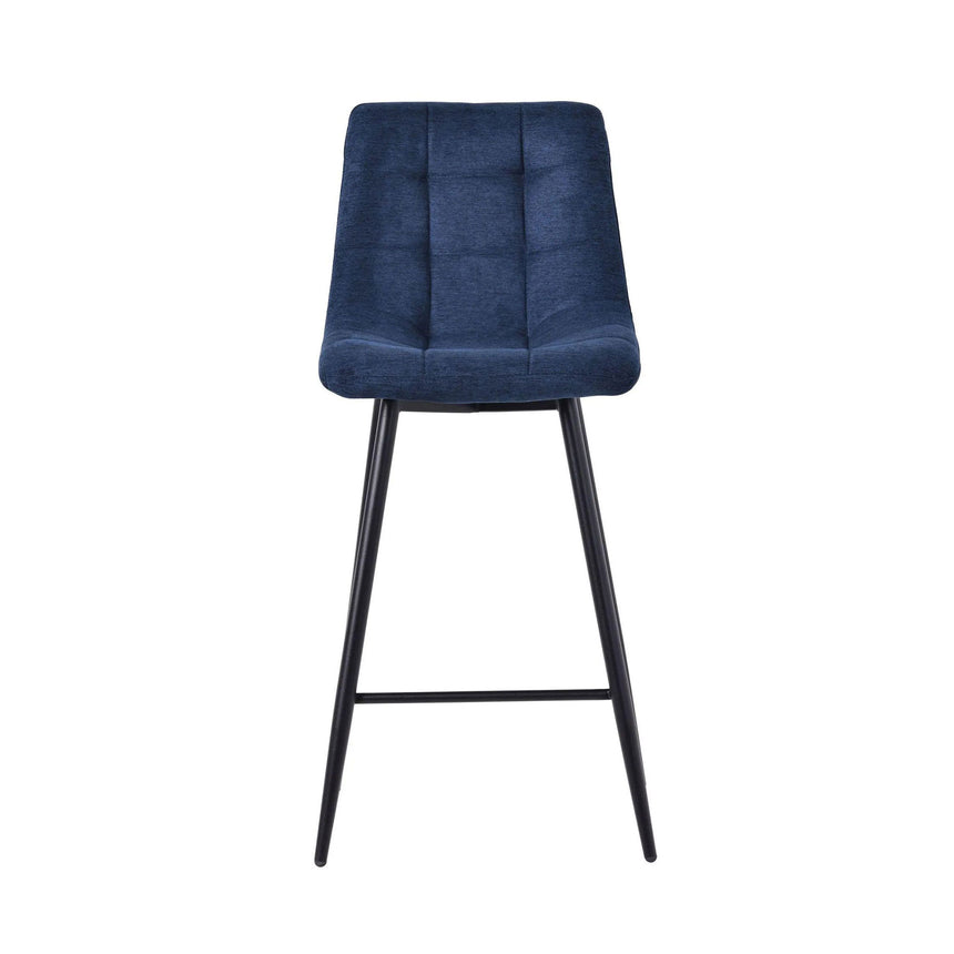 Bolzano Velvet Fabric High Back Barstool with Black Metal Legs