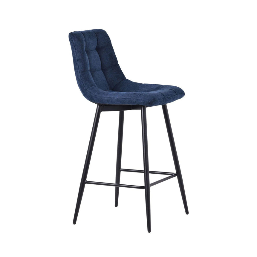 Bolzano Velvet Fabric High Back Barstool with Black Metal Legs