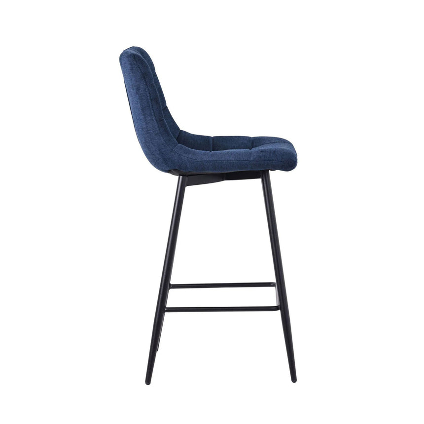 Bolzano Velvet Fabric High Back Barstool with Black Metal Legs