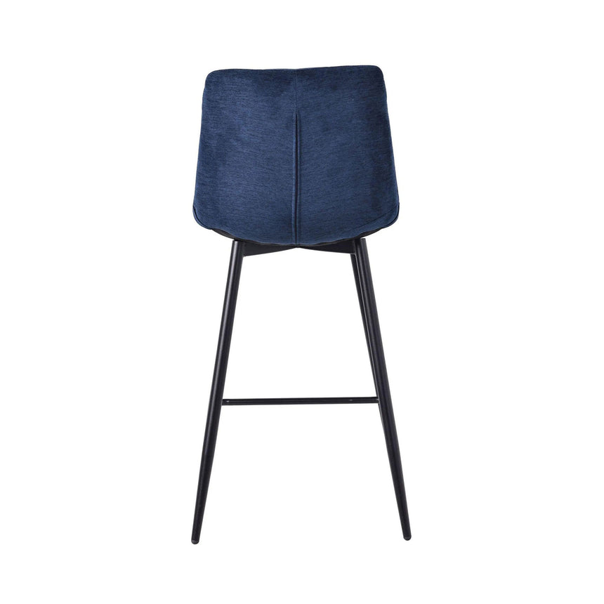 Bolzano Velvet Fabric High Back Barstool with Black Metal Legs