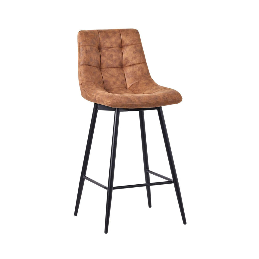 Bolzano Velvet Fabric High Back Barstool with Black Metal Legs