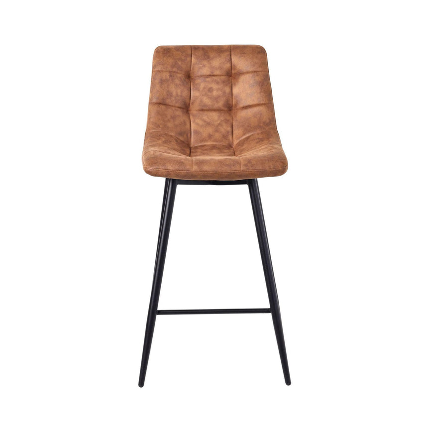 Bolzano Velvet Fabric High Back Barstool with Black Metal Legs