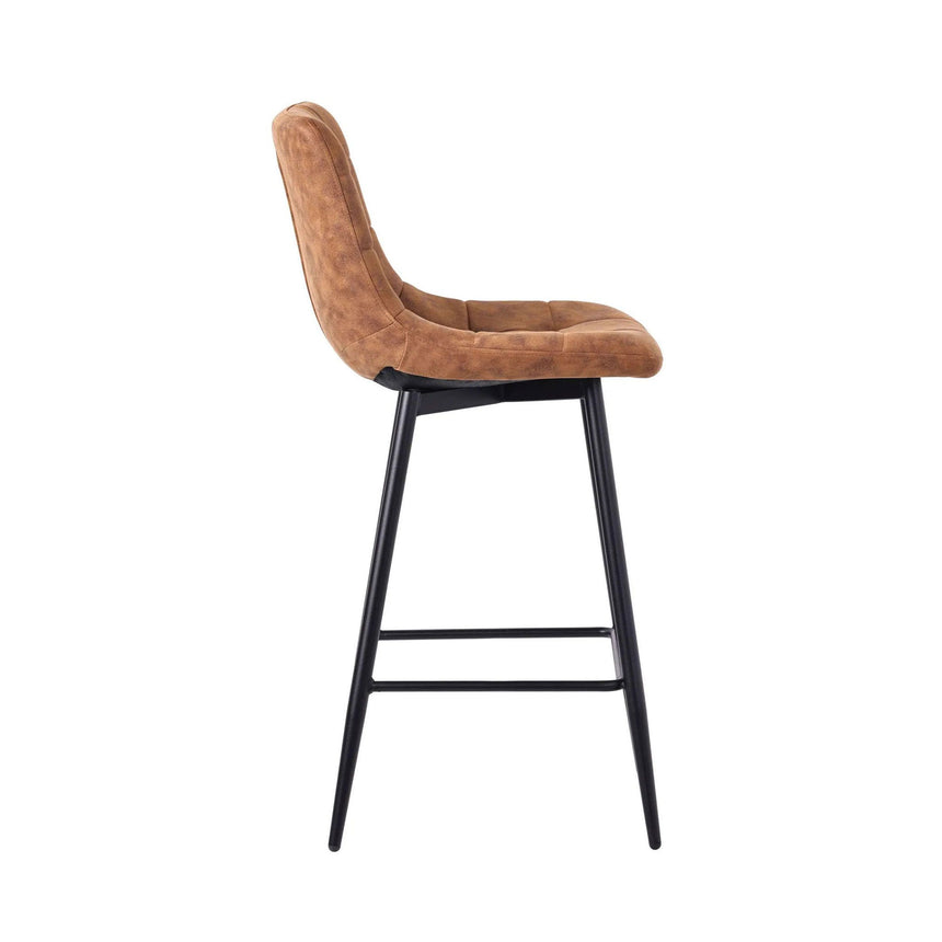 Bolzano Velvet Fabric High Back Barstool with Black Metal Legs