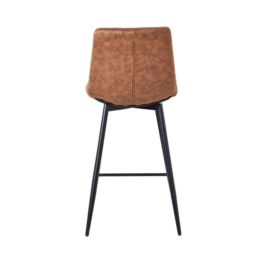 Bolzano Velvet Fabric High Back Barstool with Black Metal Legs