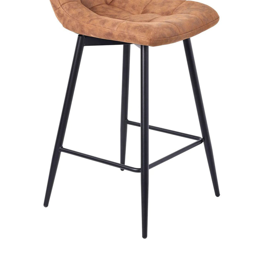 Bolzano Velvet Fabric High Back Barstool with Black Metal Legs