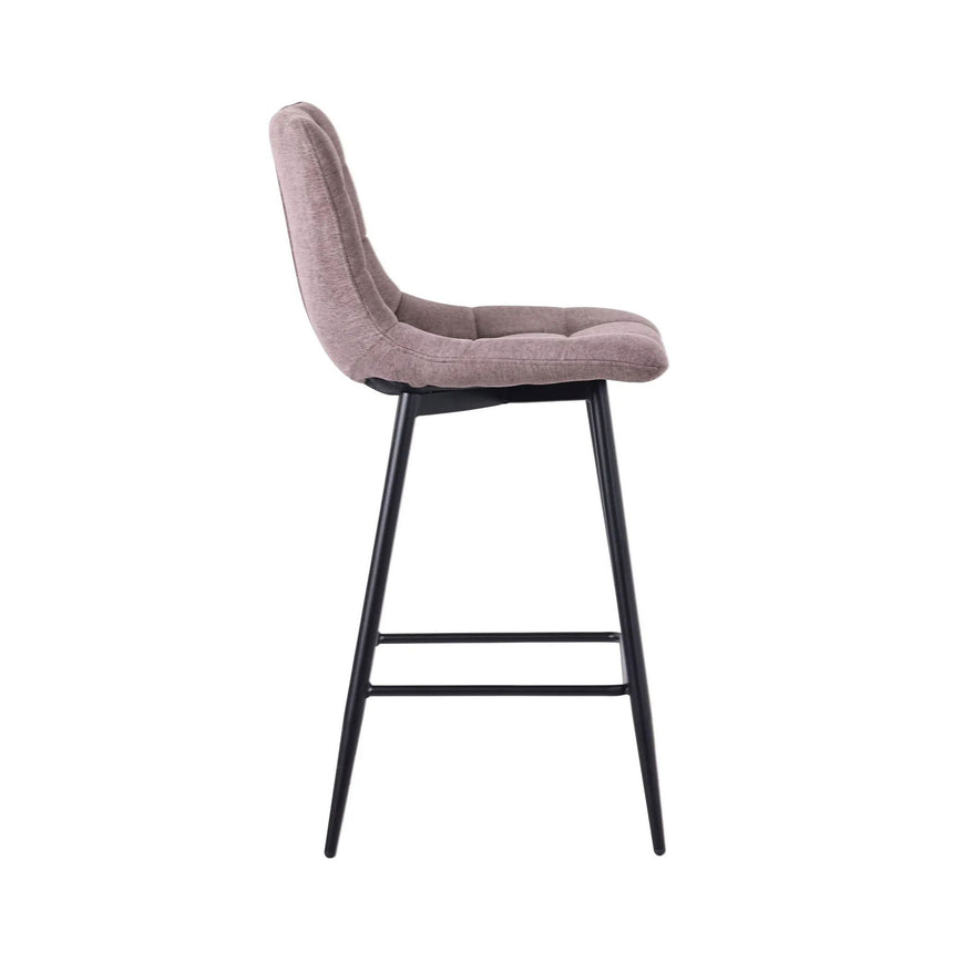 Bolzano Velvet Fabric High Back Barstool with Black Metal Legs