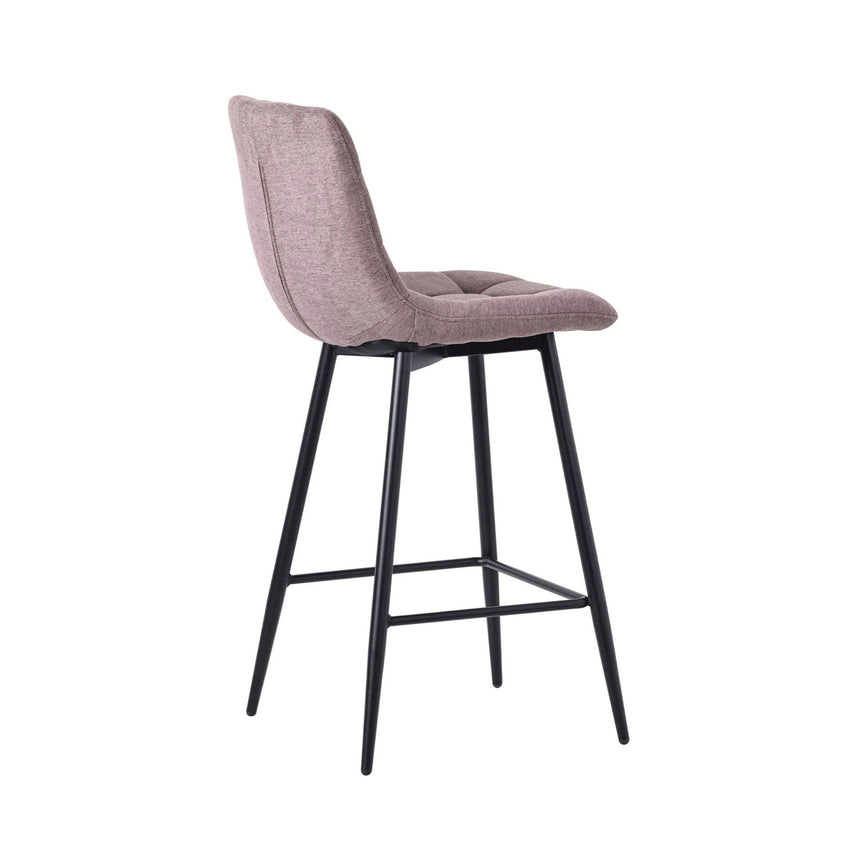 Bolzano Velvet Fabric High Back Barstool with Black Metal Legs