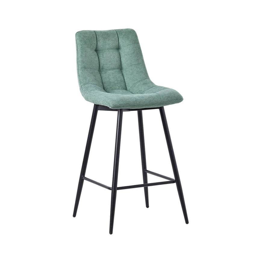 Bolzano Velvet Fabric High Back Barstool with Black Metal Legs