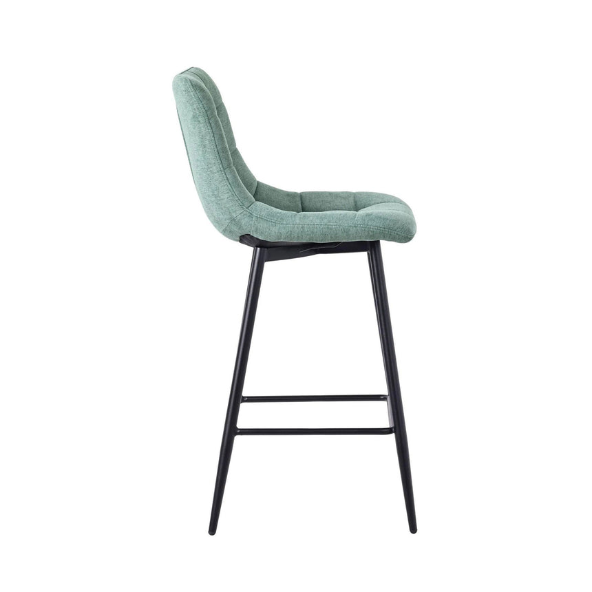 Bolzano Velvet Fabric High Back Barstool with Black Metal Legs