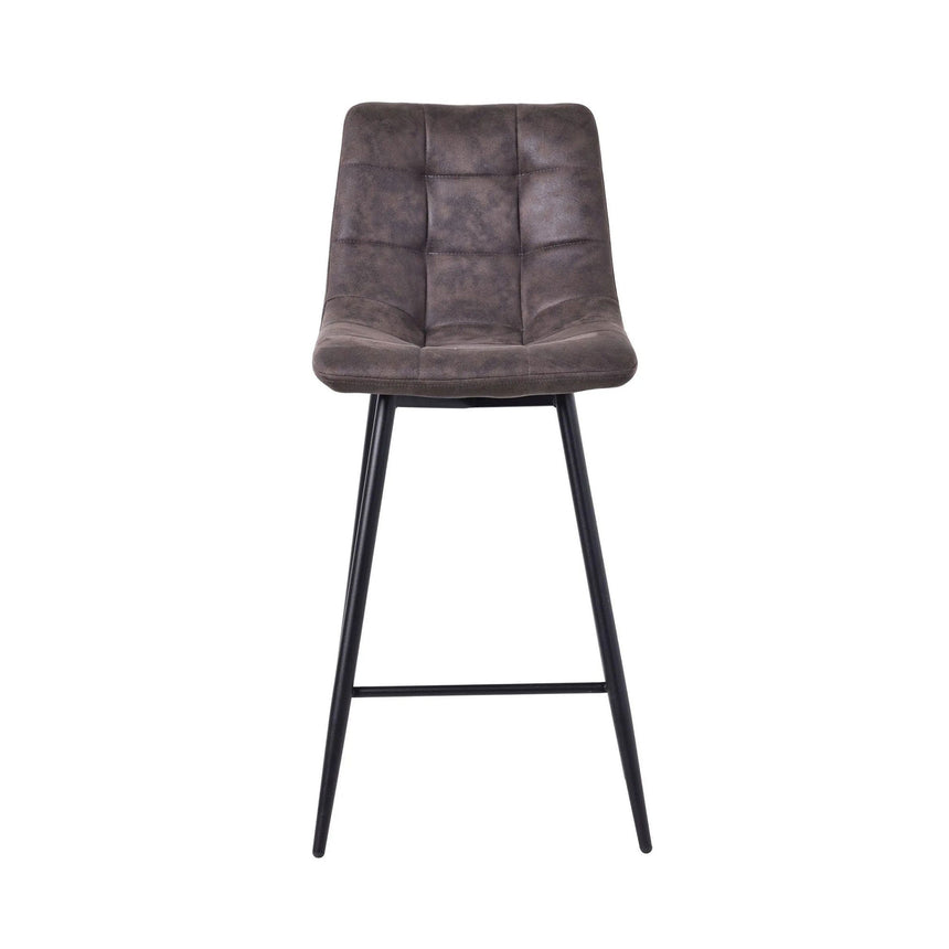 Bolzano Velvet Fabric High Back Barstool with Black Metal Legs