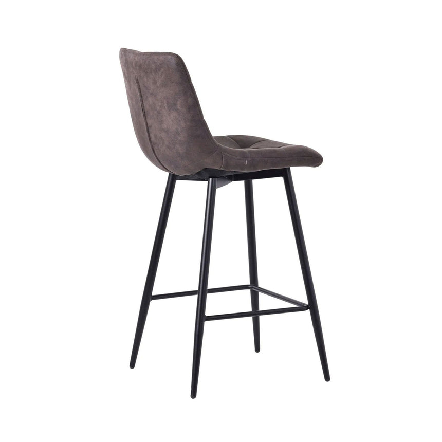 Bolzano Velvet Fabric High Back Barstool with Black Metal Legs