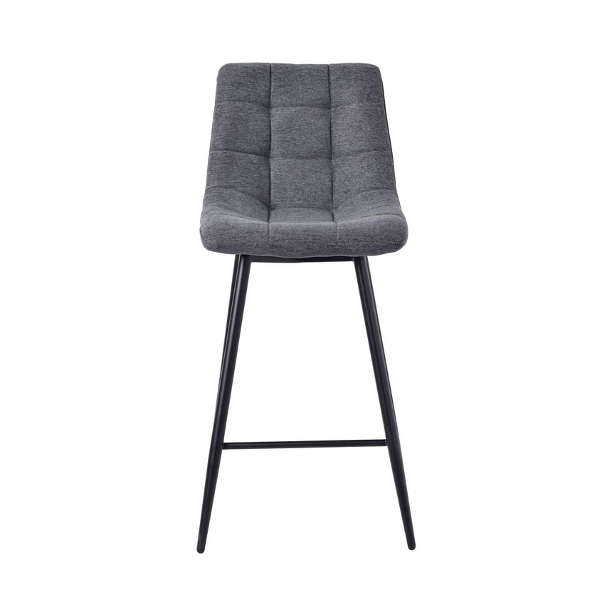 Bolzano Velvet Fabric High Back Barstool with Black Metal Legs