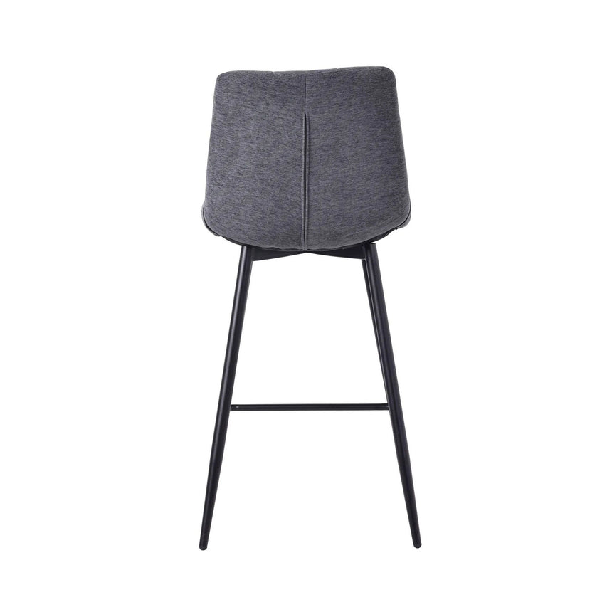 Bolzano Velvet Fabric High Back Barstool with Black Metal Legs