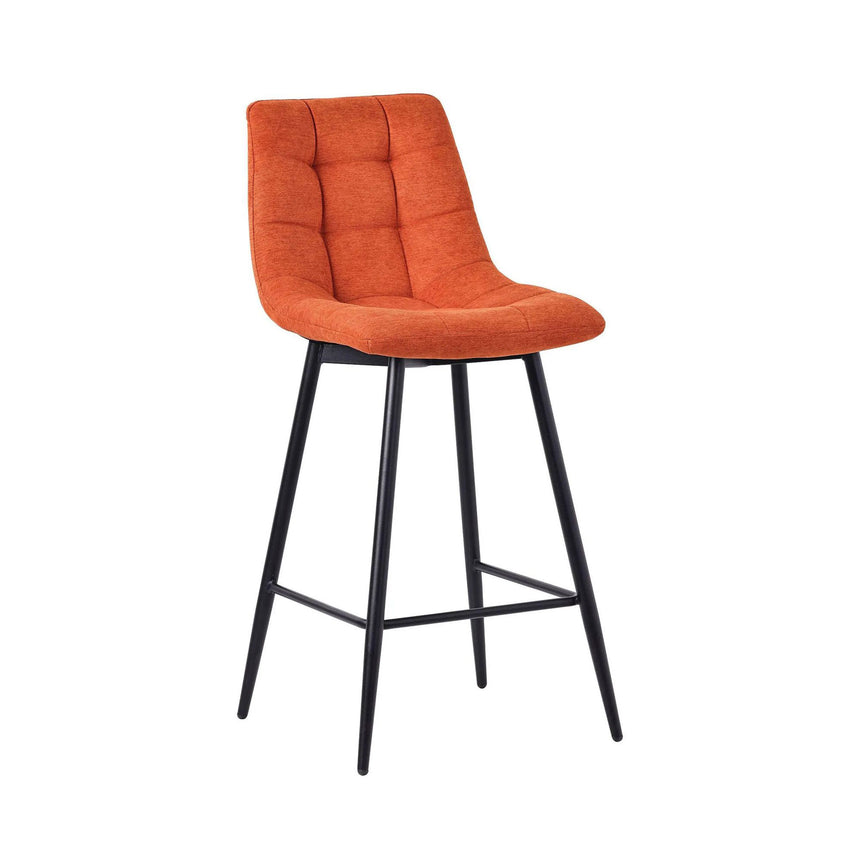 Bolzano Velvet Fabric High Back Barstool with Black Metal Legs