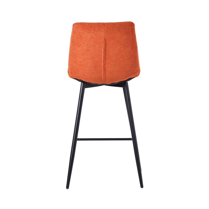 Bolzano Velvet Fabric High Back Barstool with Black Metal Legs