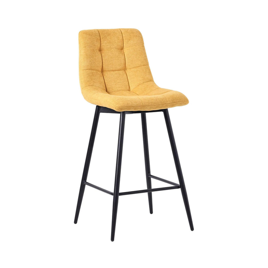 Bolzano Velvet Fabric High Back Barstool with Black Metal Legs