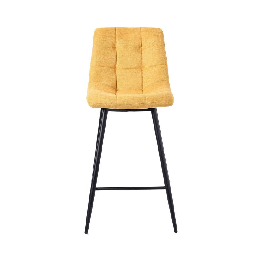 Bolzano Velvet Fabric High Back Barstool with Black Metal Legs