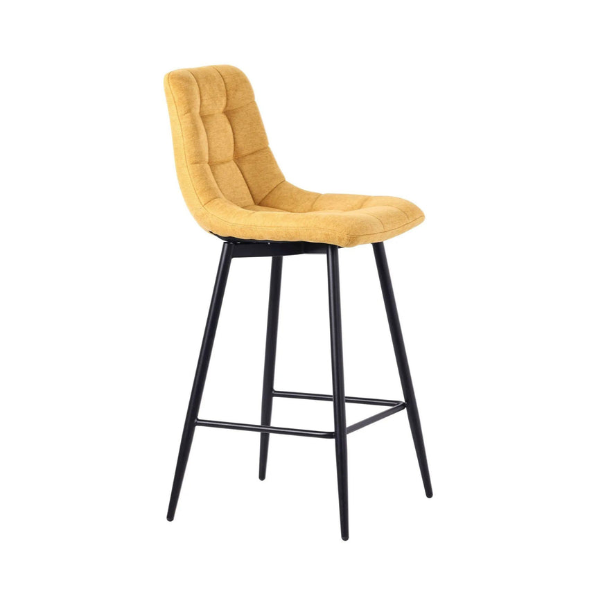 Bolzano Velvet Fabric High Back Barstool with Black Metal Legs