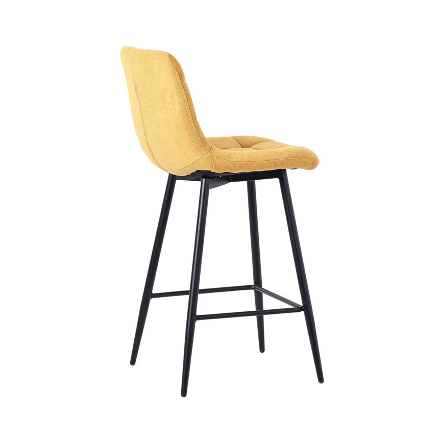 Bolzano Velvet Fabric High Back Barstool with Black Metal Legs