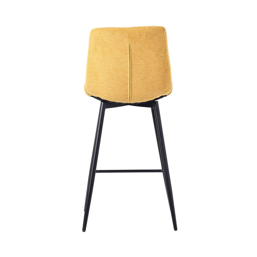 Bolzano Velvet Fabric High Back Barstool with Black Metal Legs