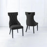 Set of 2 Parish Leather Large High Back Dining Chair with Black Legs