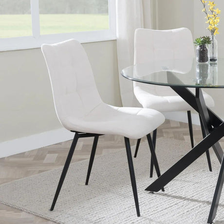 Set of 2 Bolzano Dining Chairs in Fabric and Black Metal Legs